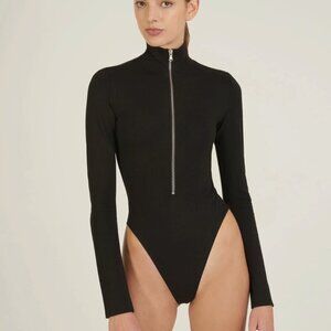 NWOT Revolve Marissa Webb Zip Front Bodysuit Black size XS
